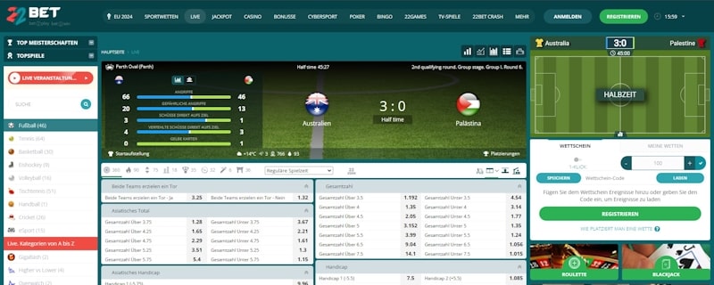 22Bet Live Wetten
