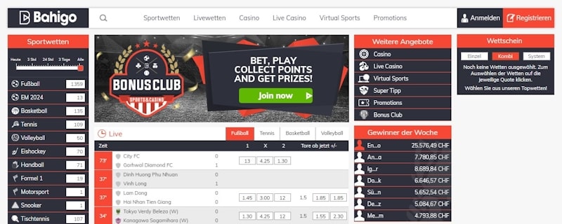 Bahigo Sportwetten Schweiz
